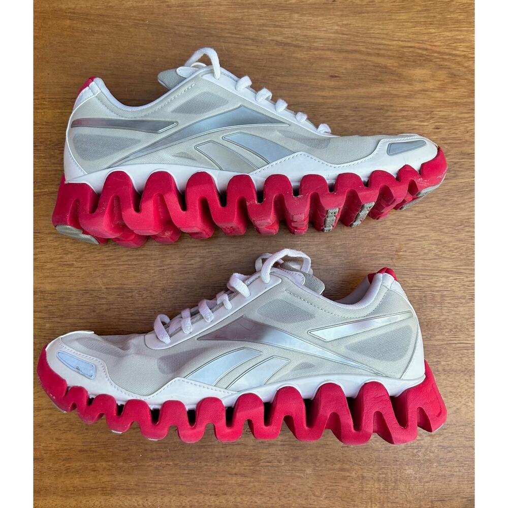 Reebok ZigTech Running Shoes Womens 8.5 White Pink Zig Sole Sneakers - Picture 7 of 9